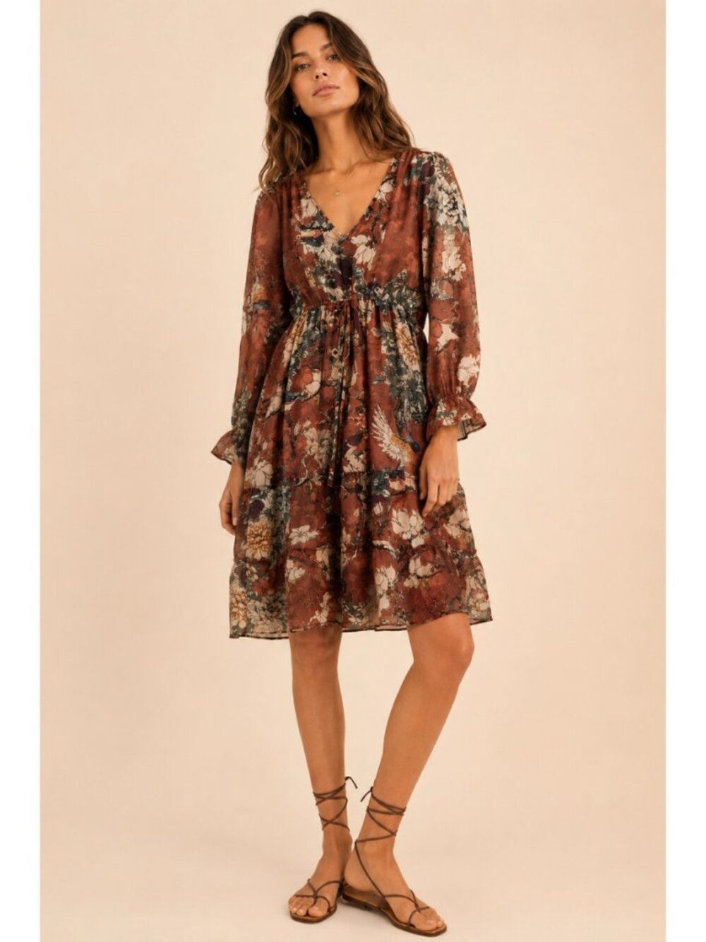 Hemant & Nandita Zeri Bird Floral Peasant Dress